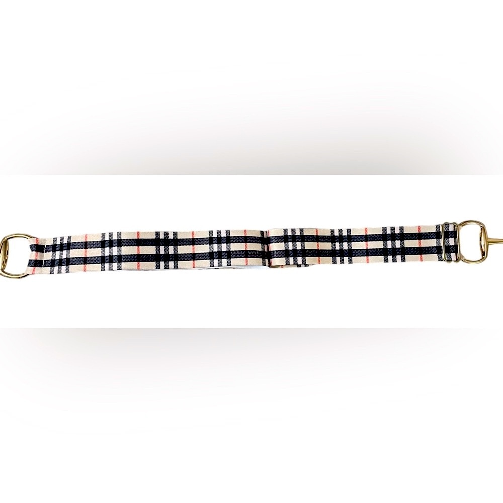 NWT Equestrian Snaffle Bit Belt Adjustable w/Stretch Tartan /Gold Buckle OSFM - Picture 3 of 9